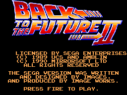 Back to the Future Part II back cover for Sega Master System